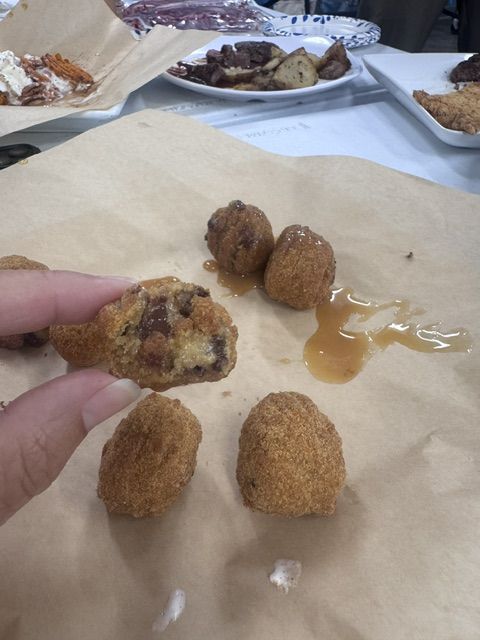 Cookie nuggets served on parchment paper.